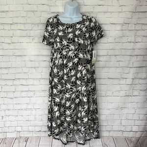 LulaRoe Carly -Disney Mickey Mouse head black white dress XS